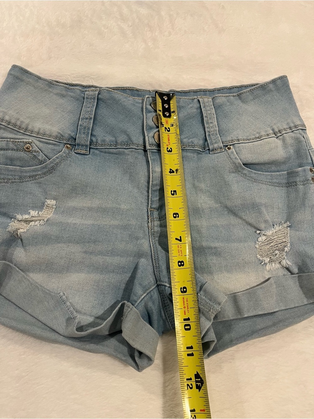 YMI Wanna Betta Butt High Rise Distressed Denim Shorts - Size 3/26 Juniors - Picture 7 of 8